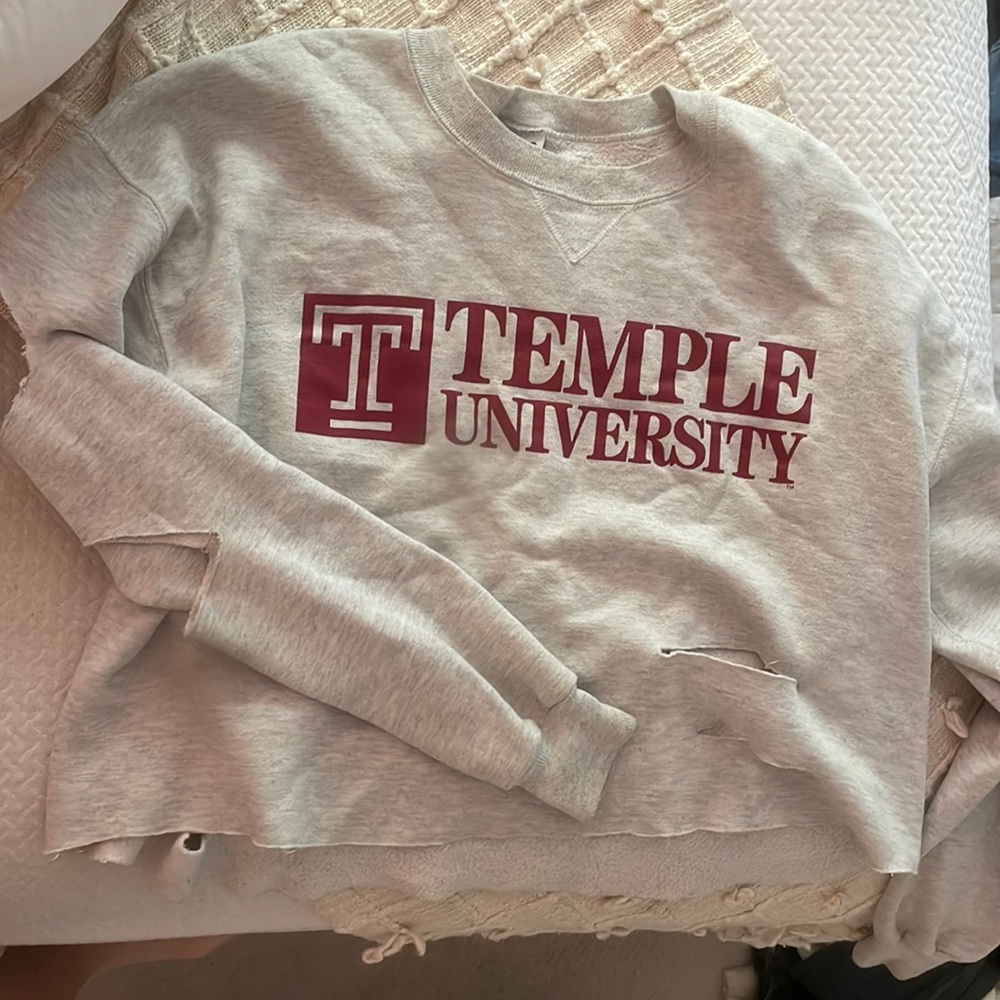 Temple University Oversized Ripped Sweatshirt
